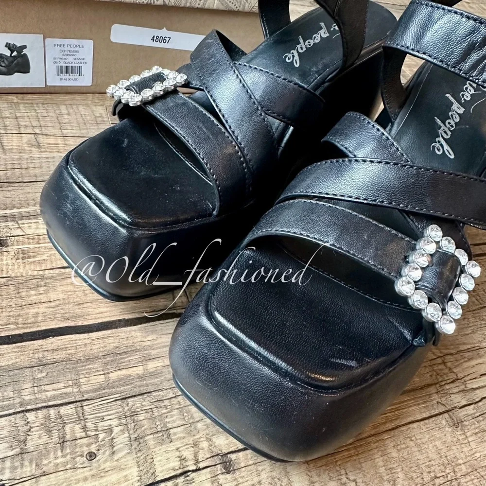 Price Firm - FREE PEOPLE Leather Platform Sandals